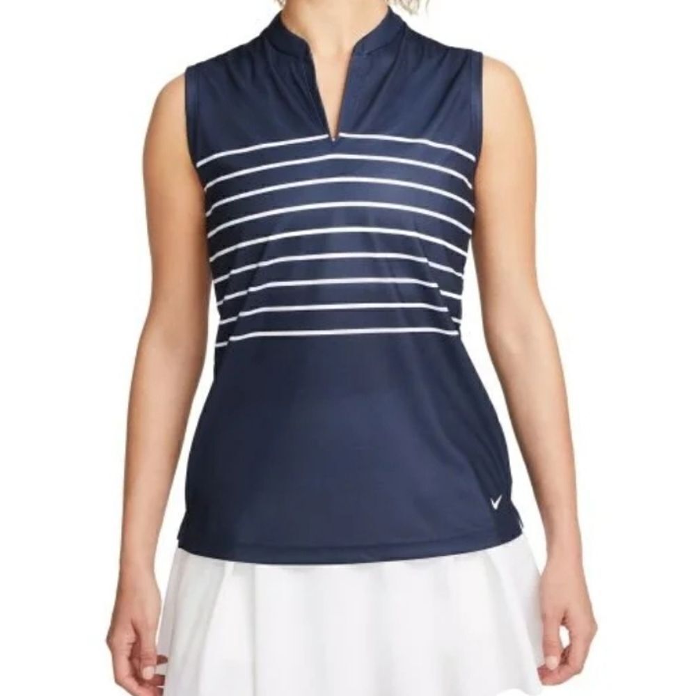 Nike Women's Dri-FIT Victory Sleeveless Striped Golf Polo